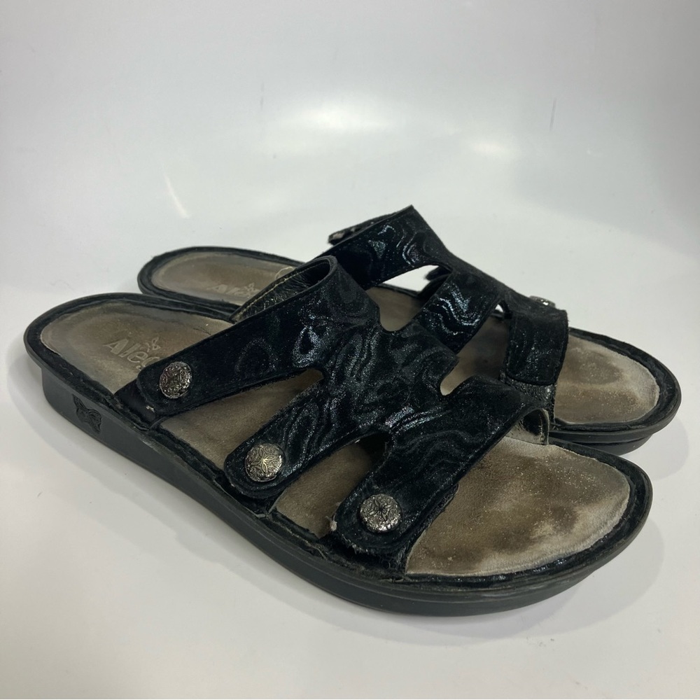Alegria black leather slides sandals comfort shoes women’s size 40